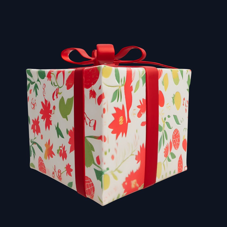 Festive Gift Box with Ribbon model pack